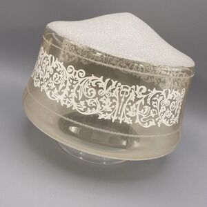 Vtg Glass Embossed Ceiling Light Shade Textured Frosted Etched Globe Drum Tinted